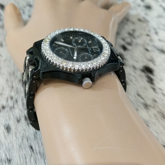 ANNE KLEIN Black Resin Crystal Lightweight Watch - Picture 7 of 9
